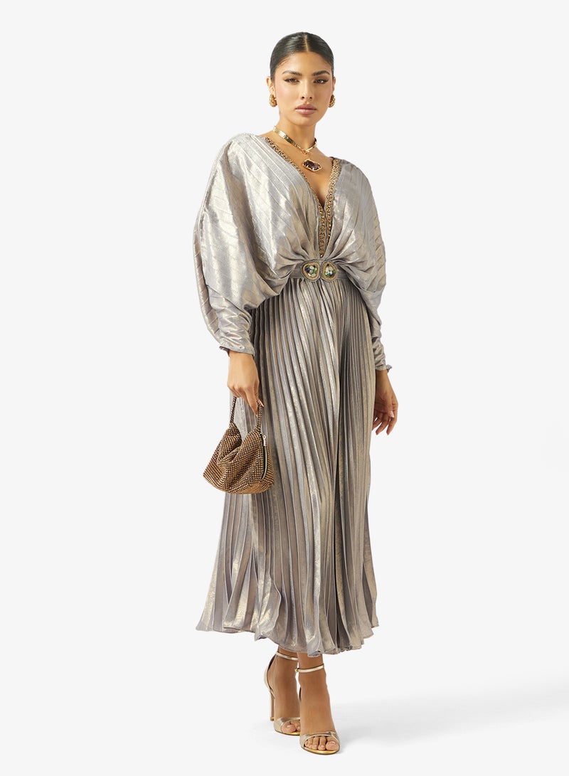 Threadz by Ajooni Embellished Neck Kimono Dress - Image 4